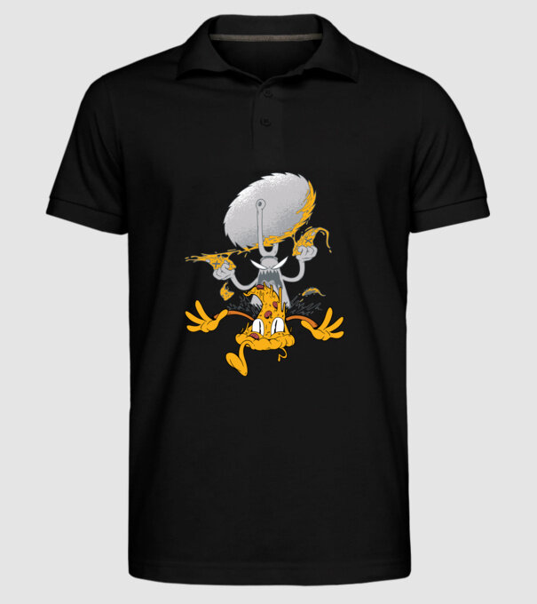 Monstru tăietor de Pizza model negru pe tricou