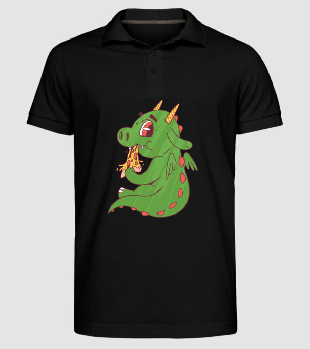 Pizza Dino model negru pe tricou