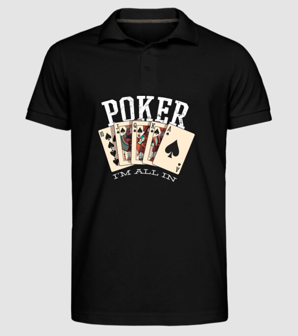 Poker All in model negru pe tricou