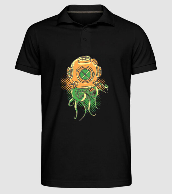 Scafandru caracatiță model negru pe tricou