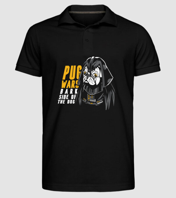 Pug Wars Mops model negru pe tricou