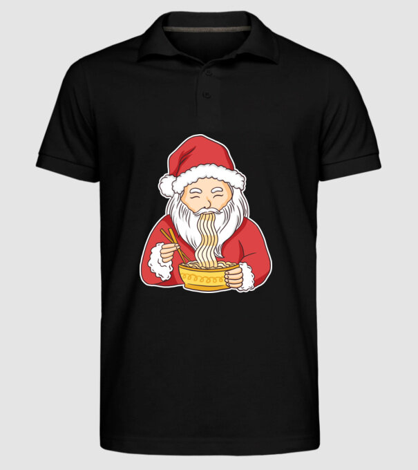 Moș Crăciun Ramen model negru pe tricou