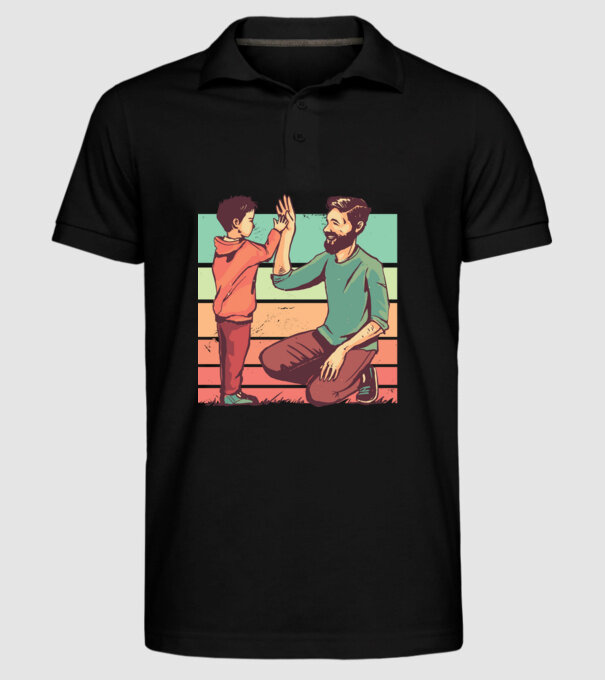 Tată și fiu retro model negru pe tricou