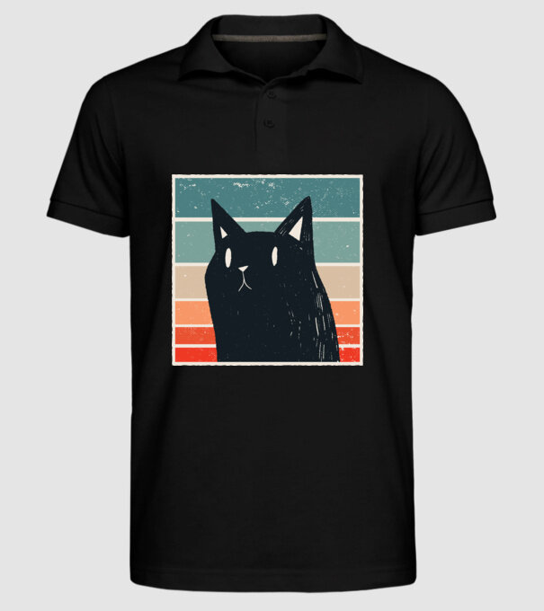 Pisică retro model negru pe tricou