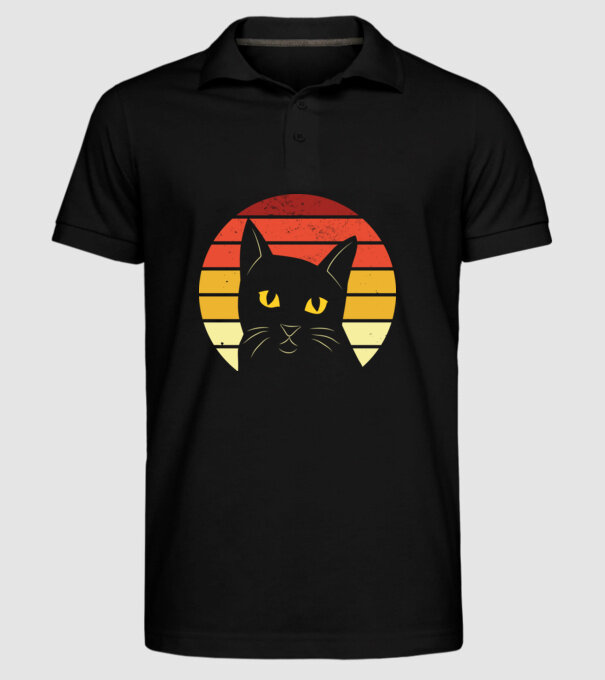 Cap pisică retro model negru pe tricou