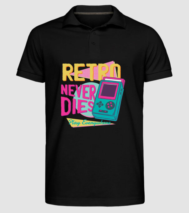 Retro Gameboy model negru pe tricou