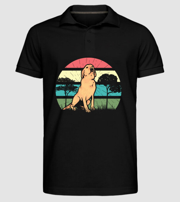 Golden Retriever retro model negru pe tricou