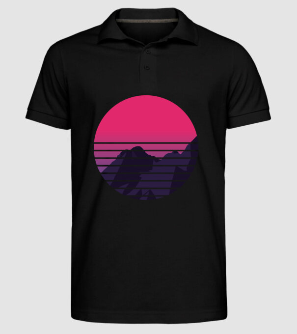 Retro Munte model negru pe tricou