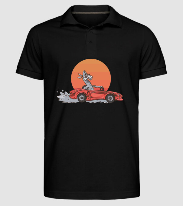 Mașină Retro Llama model negru pe tricou
