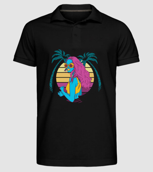 Fată Retro model negru pe tricou