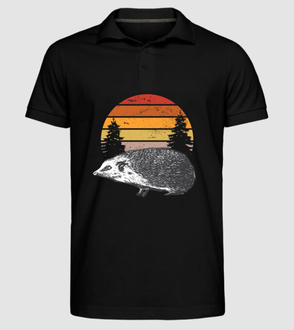 Arici Retro model negru pe tricou