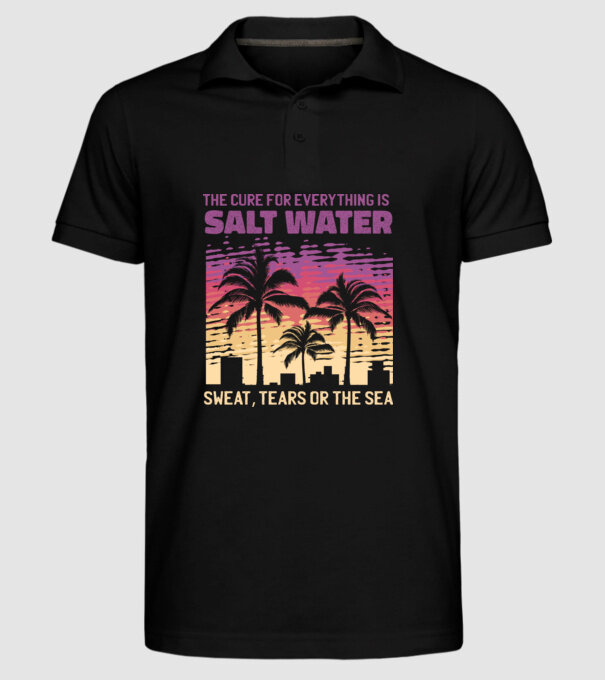 Retro Sunset - Apa sărată este leac pentru orice model negru pe tricou