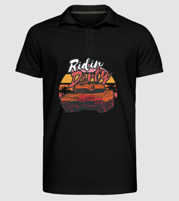 Ridin Dirty tricou cu tanc model negru pe tricou