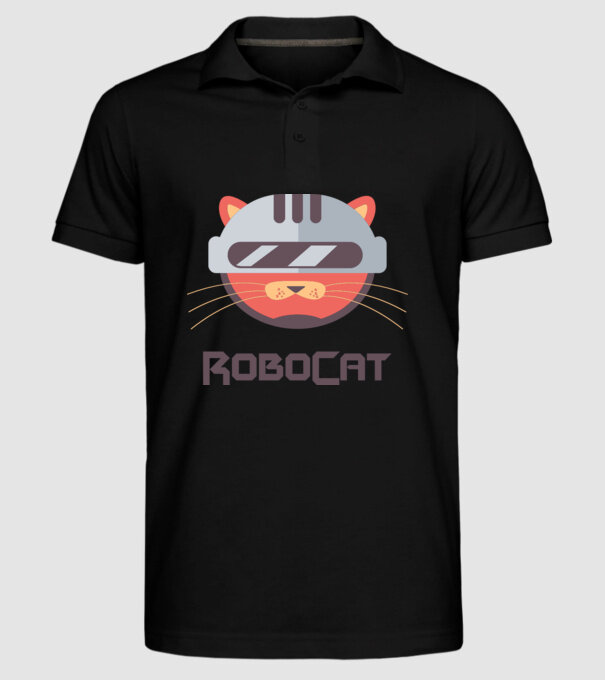 Robocat model negru pe tricou