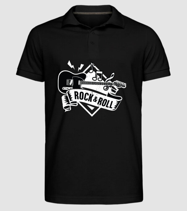 Rock & Roll chitară model negru pe tricou