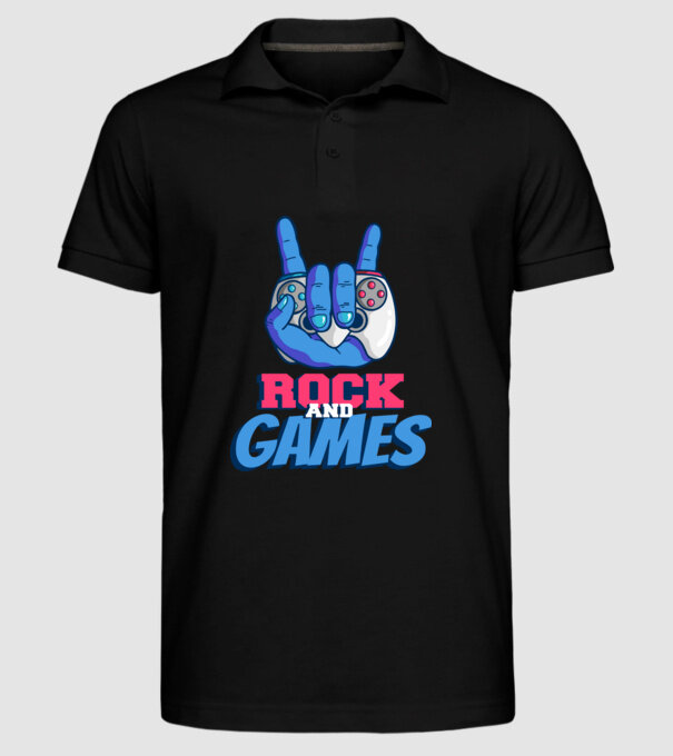 Rock And Games model negru pe tricou