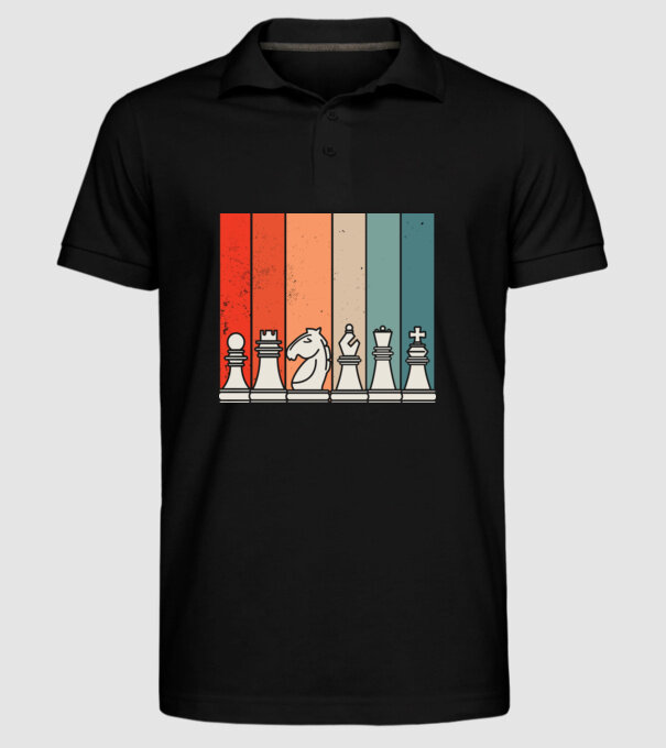Șah Retro model negru pe tricou