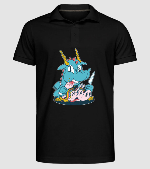 Dragonul a mâncat unicornul model negru pe tricou