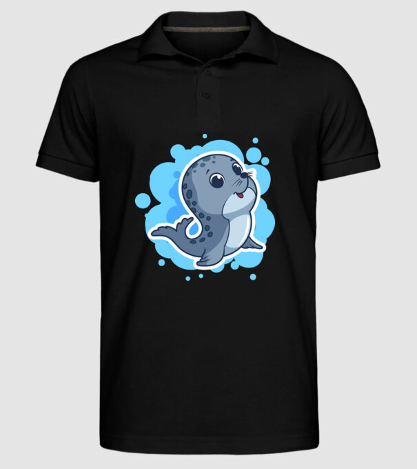 Sea Lion - Focă drăguță model negru pe tricou