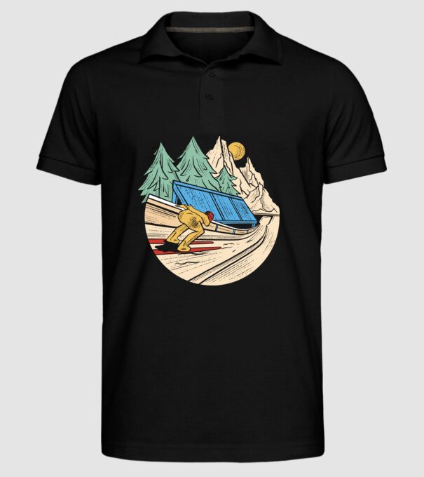 Săritor cu schiuri model negru pe tricou