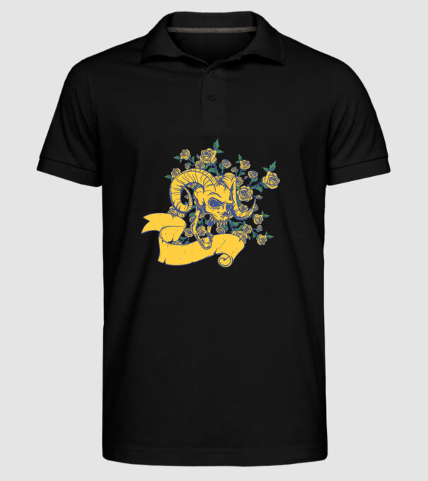 Skull with Roses model negru pe tricou