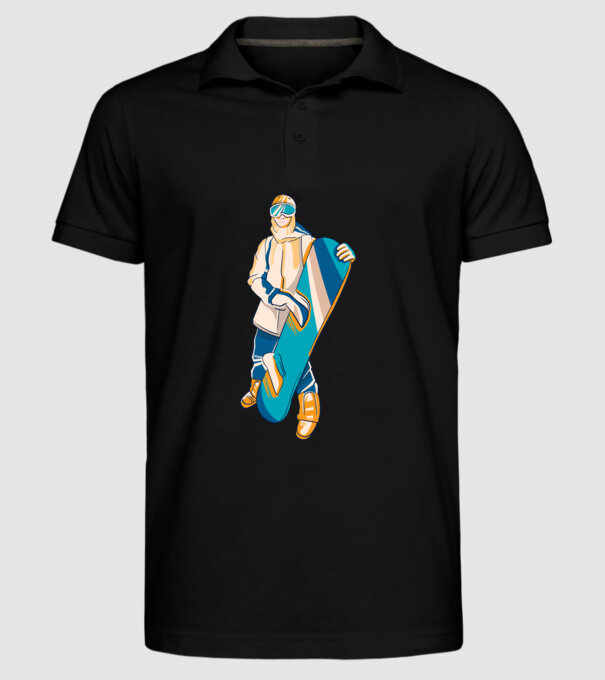 Snowboarder model negru pe tricou
