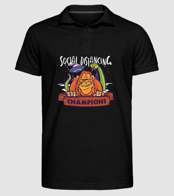 Campioni Social Distancing model negru pe tricou
