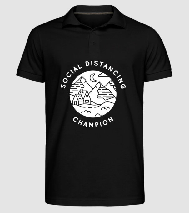 Social distancing champion model negru pe tricou