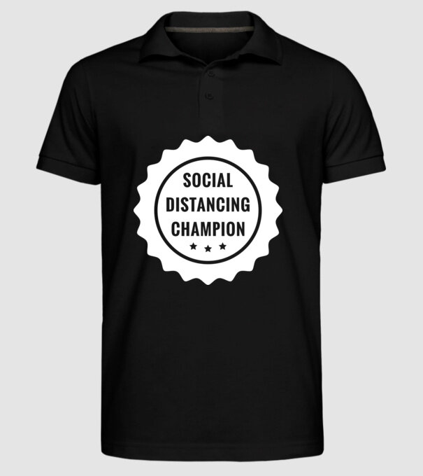 Social distancing champion model negru pe tricou