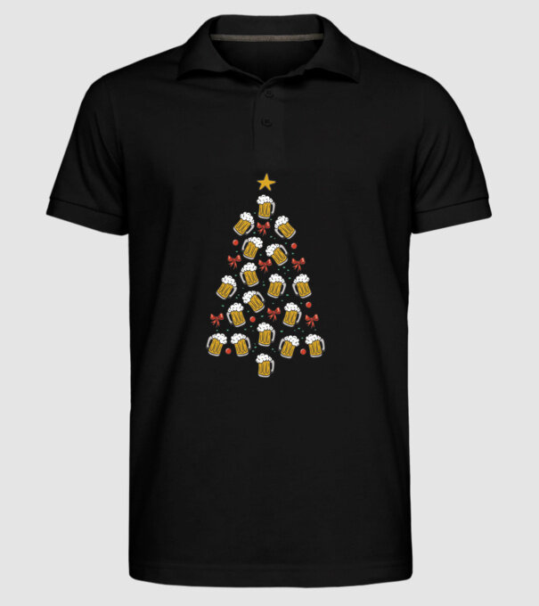 Pom de Crăciun cu Bere model negru pe tricou