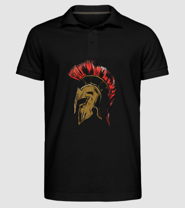 Cască războinic Sparta model negru pe tricou