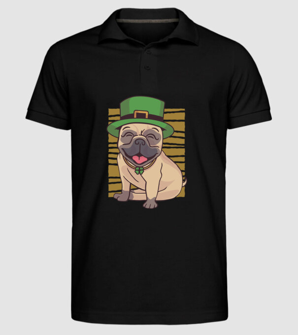 Sfântul Patrick Mops model negru pe tricou