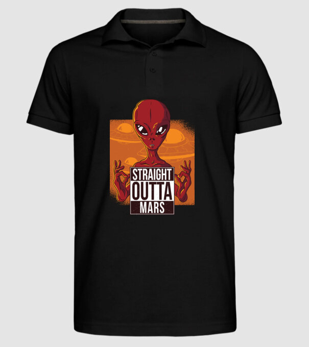 Straight Outta Mars Alien model negru pe tricou