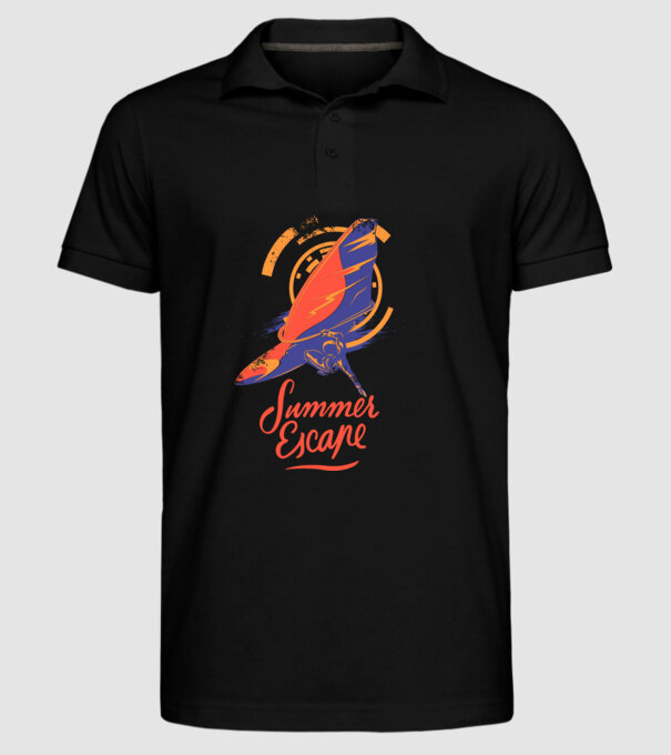 Summer escape Surf model negru pe tricou