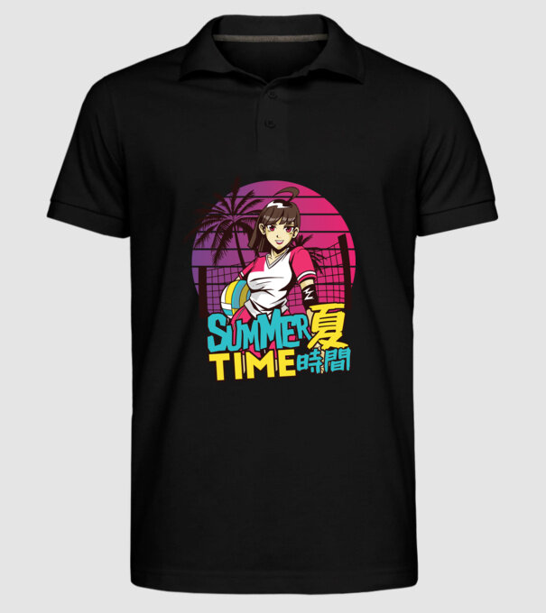 Summer Girl Anime Fată Manga model negru pe tricou