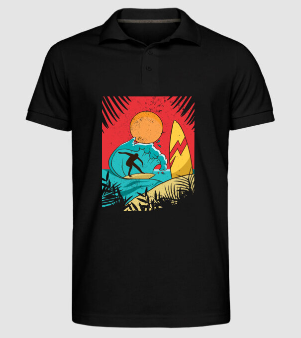 Afiș Surf model negru pe tricou