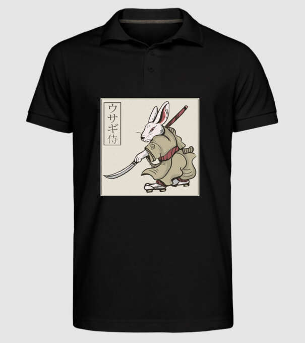 Iepure Samurai model negru pe tricou