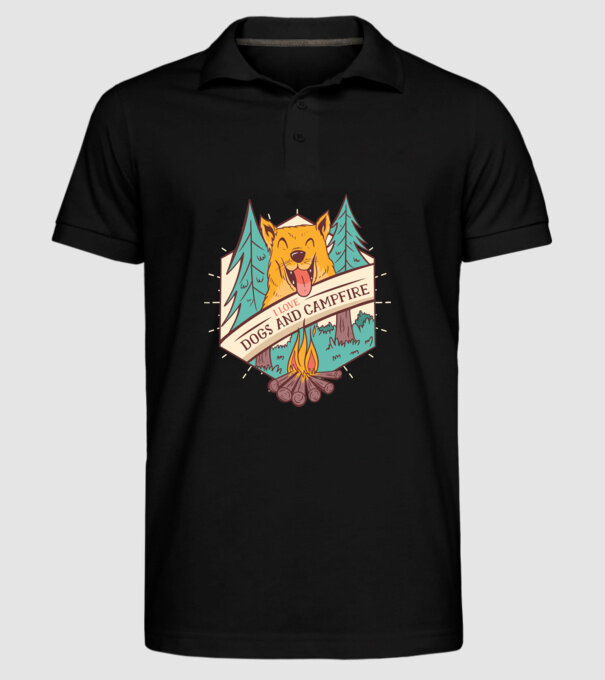 Iubesc câinii și campingul model negru pe tricou