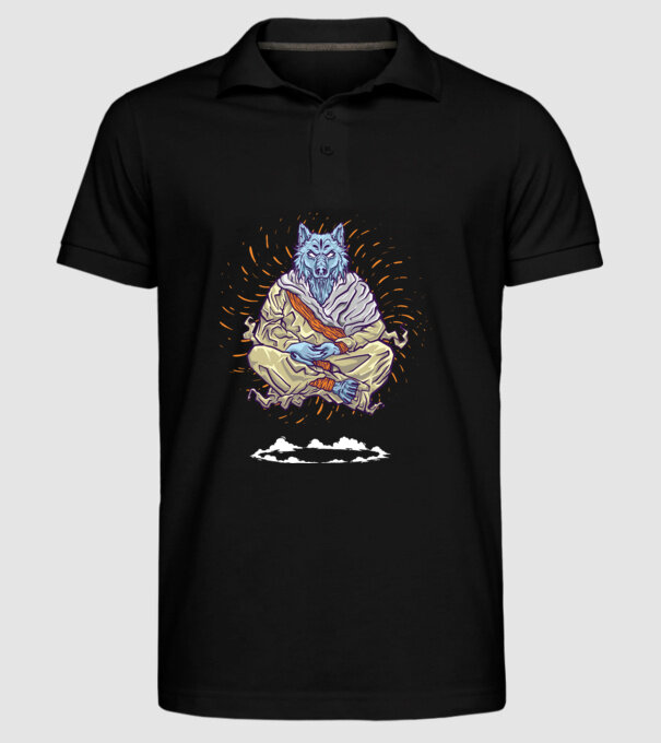 Lup Călugăr model negru pe tricou