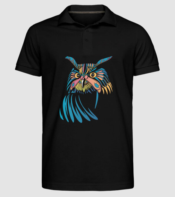 Bufniță colorată model negru pe tricou