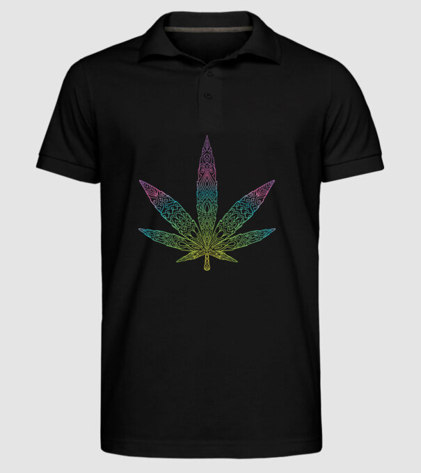Frunză colorată de marijuana model negru pe tricou