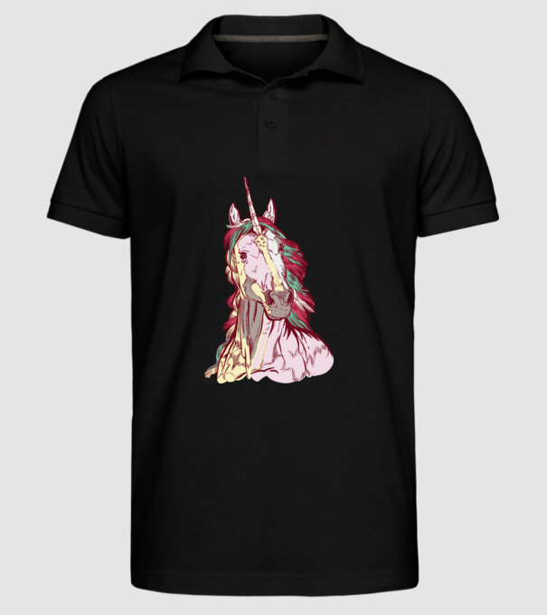 Unicorn colorat model negru pe tricou