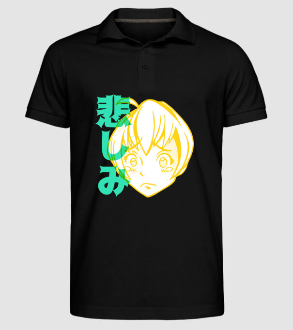 fată tristă Anime model negru pe tricou