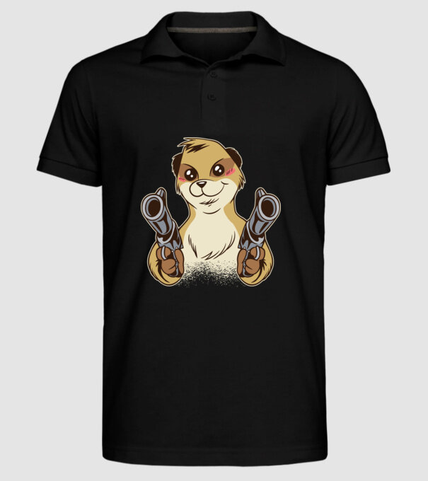Suricată cu armă model negru pe tricou