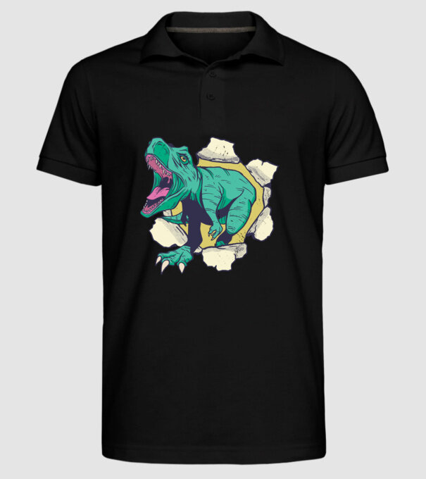 T-rex 3D model negru pe tricou