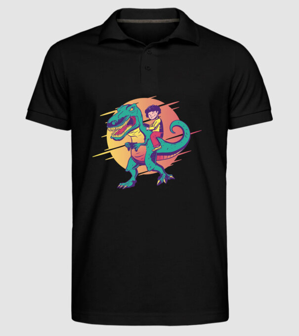 T-rex Gamer dinozaur model negru pe tricou