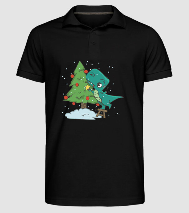 T-rex decorare pom de Crăciun model negru pe tricou