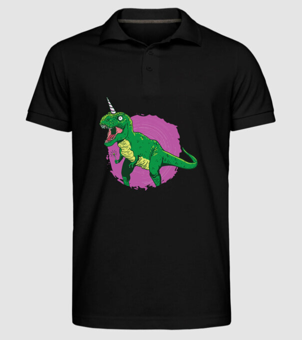 T-rex unicorn model negru pe tricou