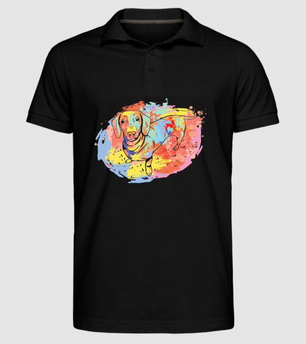 Teckel colorat model negru pe tricou