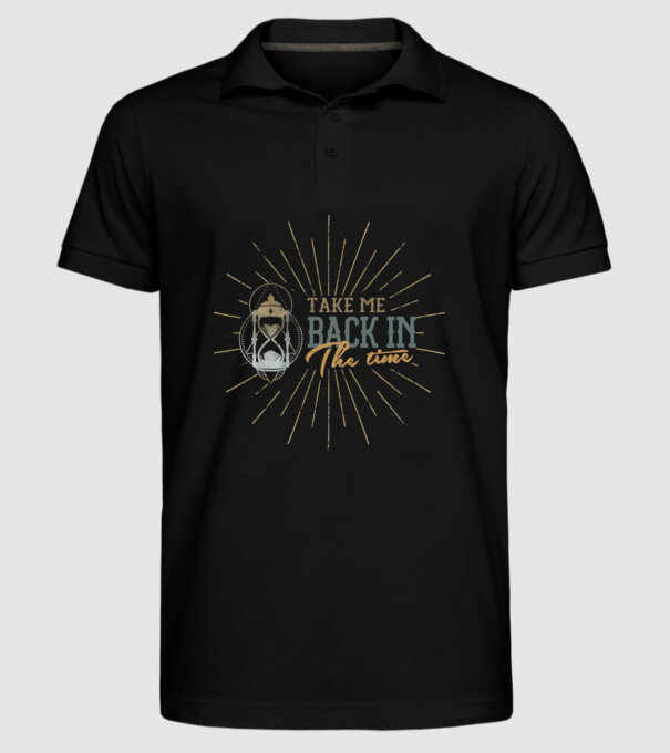Take me back in the time model negru pe tricou